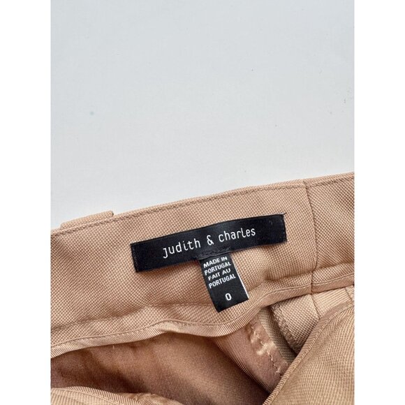 JUDITH & CHARLES Tan 100% Wool Tailored Basketweave Trouser Pants, Size 0 - Picture 13 of 15